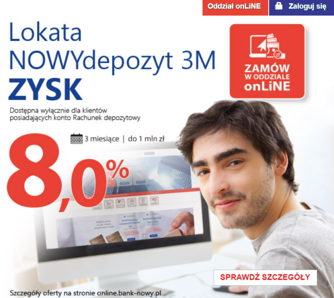 Lokata Nowy depozyt Zysk na nowe środki w Banku Nowym z Poznania
