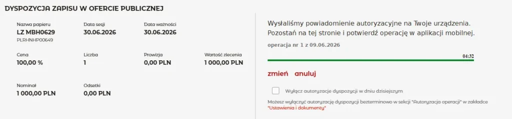 Jak kupić detaliczne listy zastawne mBanku - krok 4